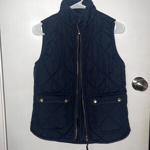 XS blue J crew women’s vest quilted button/zip